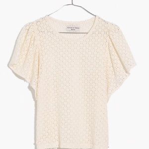 Madewell Texture & Thread Eyelet FlutterSleeve Top